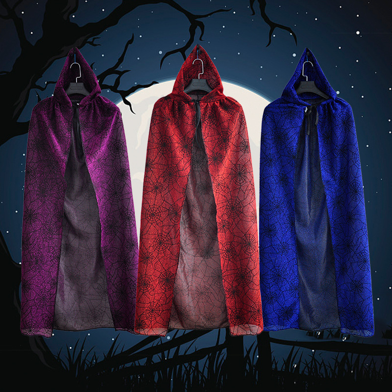 万圣节蜘蛛网披风斗篷成人cos死神吸血鬼魔法师化妆舞会演出服饰