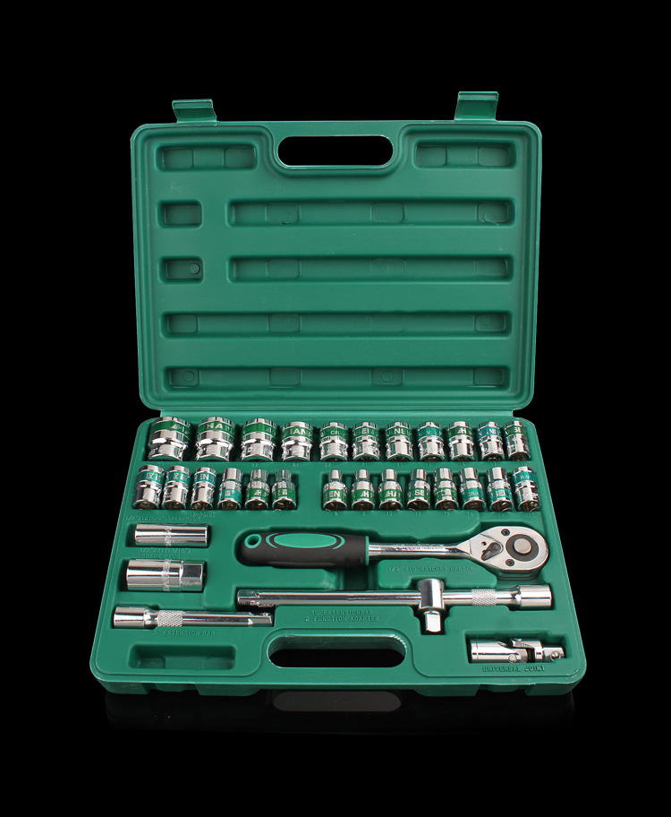 汉森绿带套筒扳手32件套套筒组合工具汽车维修五金工具