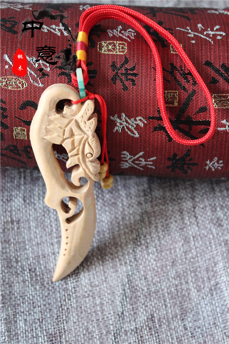 肥城桃木龙头挂剑 龙头挂刀吉祥 纳 护福龙头桃木剑