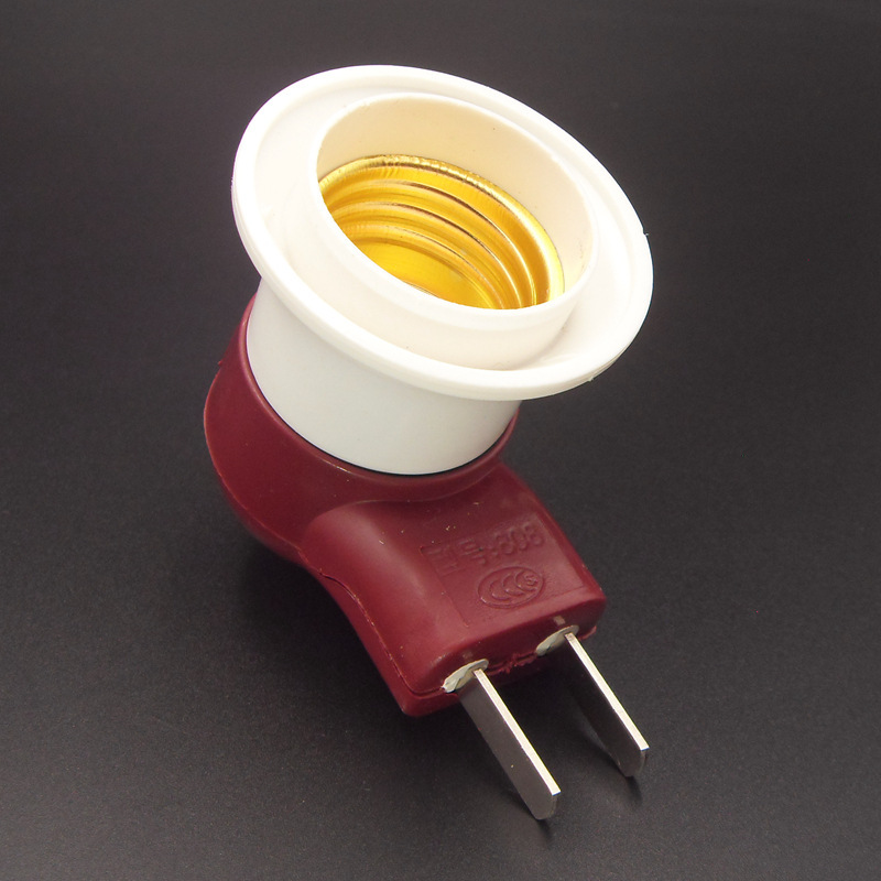 开关灯头 烟斗型e27螺口插式带开关转换灯头 led小夜灯节能插座