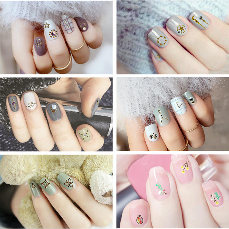 joyme跨境美甲贴花装饰指甲贴纸烫金个性镶钻3d立体金属指甲贴花