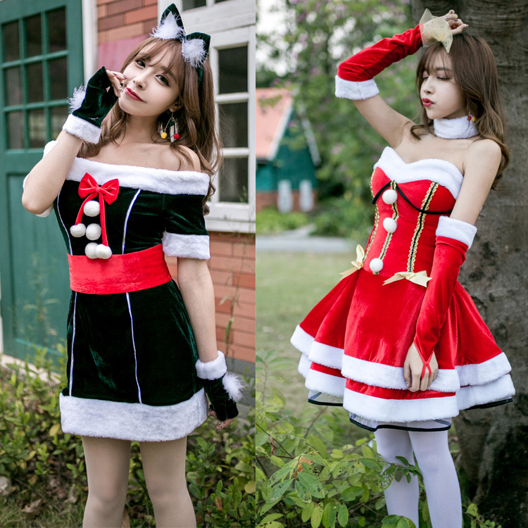 新款圣诞节服装cosplay圣诞猫咪服成人女圣诞裙日韩连衣裙