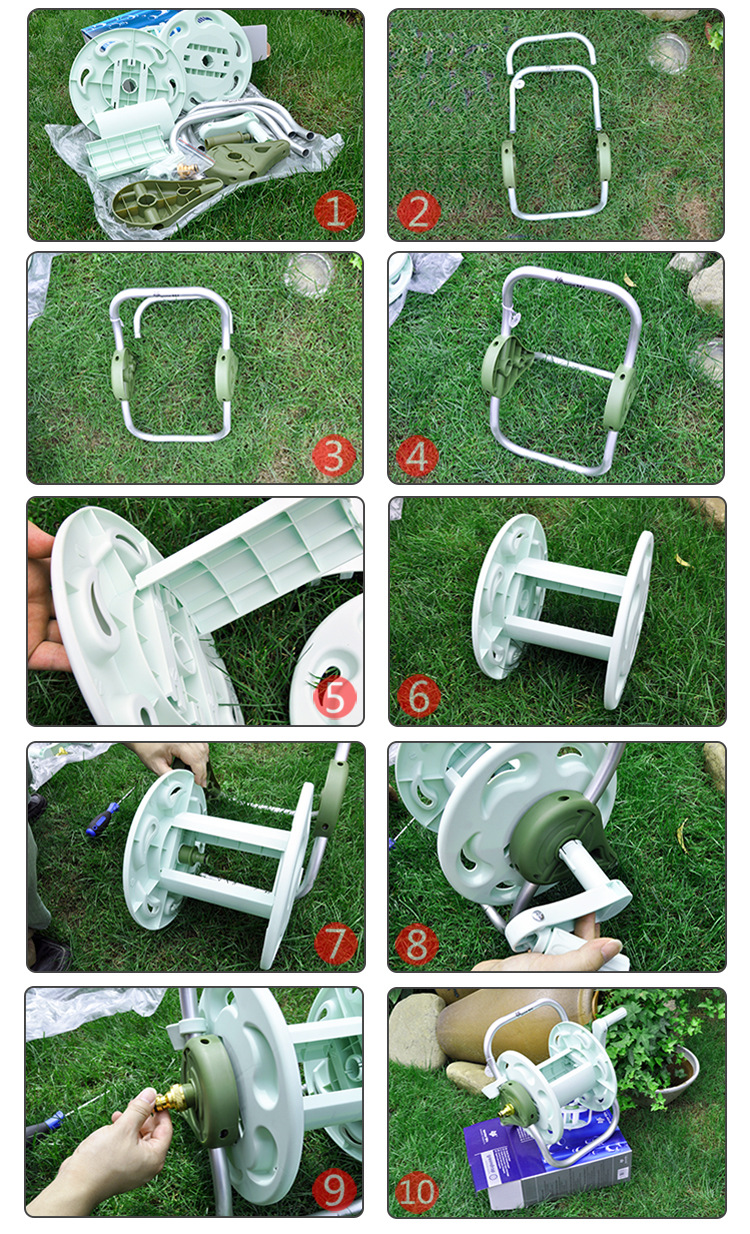 沃施worth 豪华接头手提式20米金属水管车架收纳架浇花水车架5866