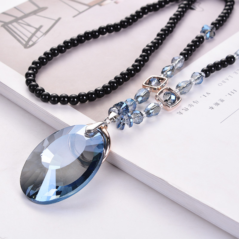 厂家批发2018新款东海水晶长款项链女 超闪大水晶项链晶莹剔透