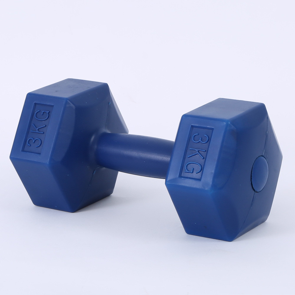 女士健身房跳操用小哑铃 灌沙六角哑铃 pe健身哑铃健身器材批发