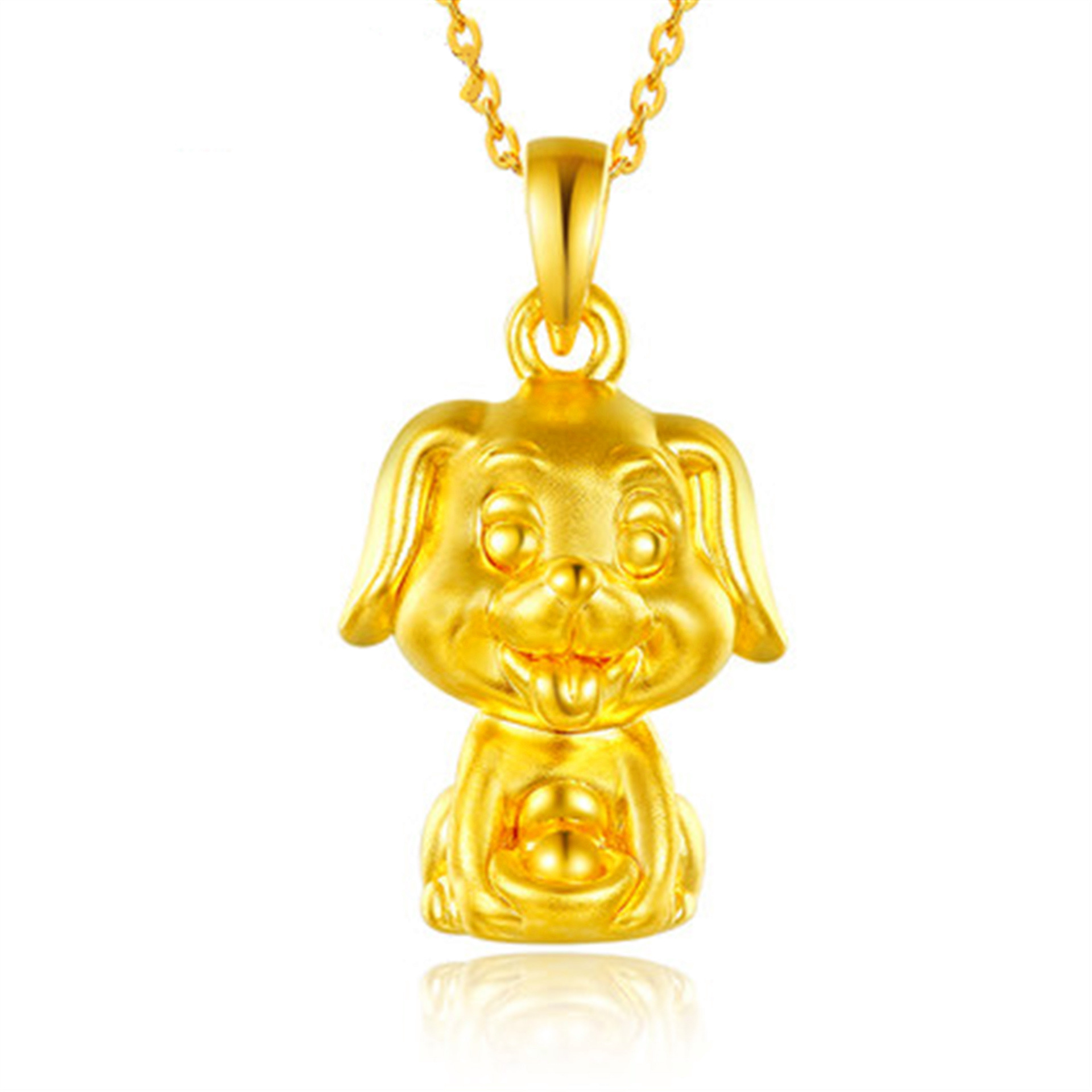 韩版热卖镀3d硬金十二生肖元宝狗黄金吊坠男女宝宝本命礼物代发