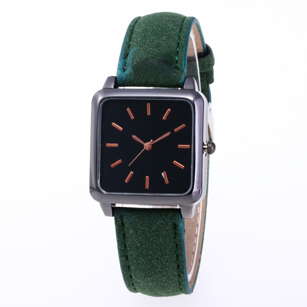 时尚复古风格正方形表盘女士手表休闲皮带石英学生表女士时装腕表