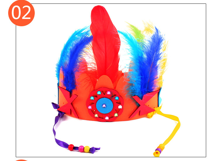 感恩节手工diy 印第安人羽毛头饰羽毛创意幼儿园手工材料diy新品