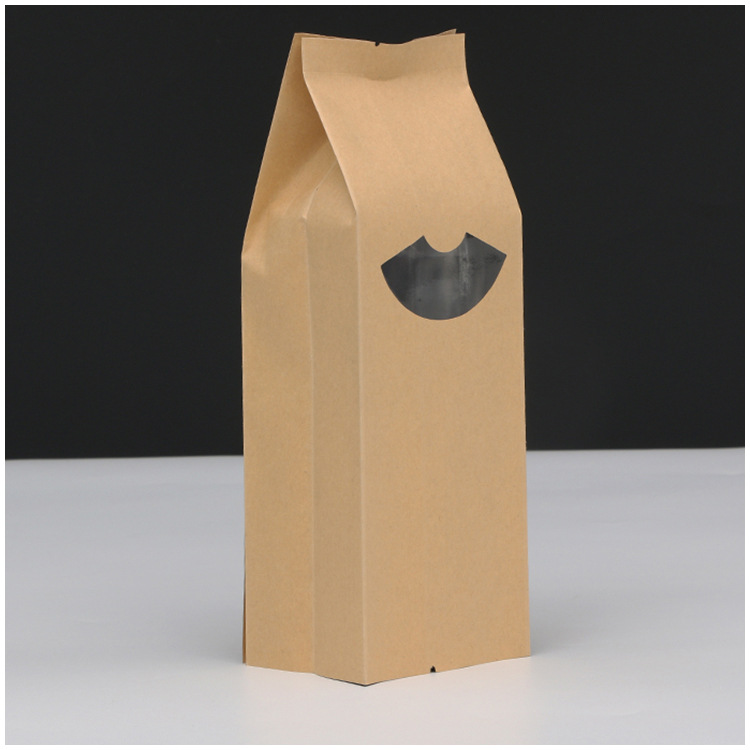 现货批发扇形开窗牛皮纸中封袋 内镀铝侧边风琴袋茶叶食品包装袋