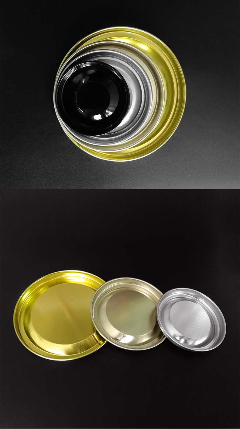 源头厂家销圆形铁底面盖纸罐铁罐适用的马口铁铁底盖红酒盖多直径