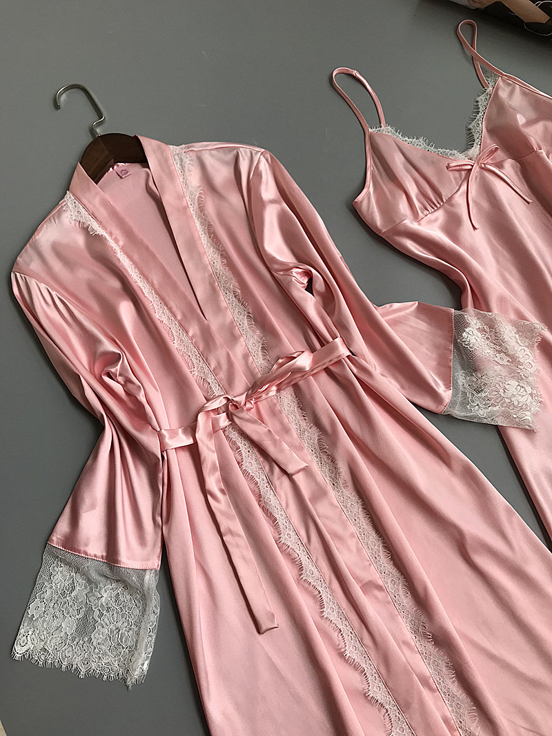 清仓秋冬季新款冰丝绸性感吊带睡衣女丝质睡袍短袖家居服女两件套