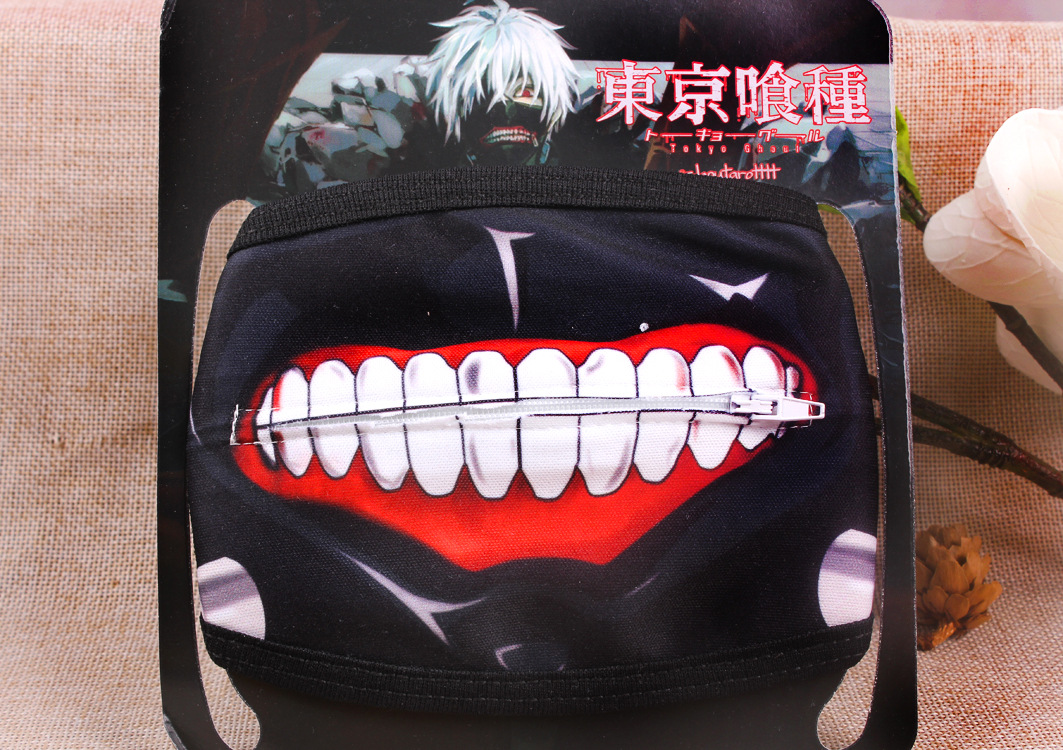 东京食尸鬼面罩 动漫周边 金木研口罩 cospaly拉链面具 漫展热销