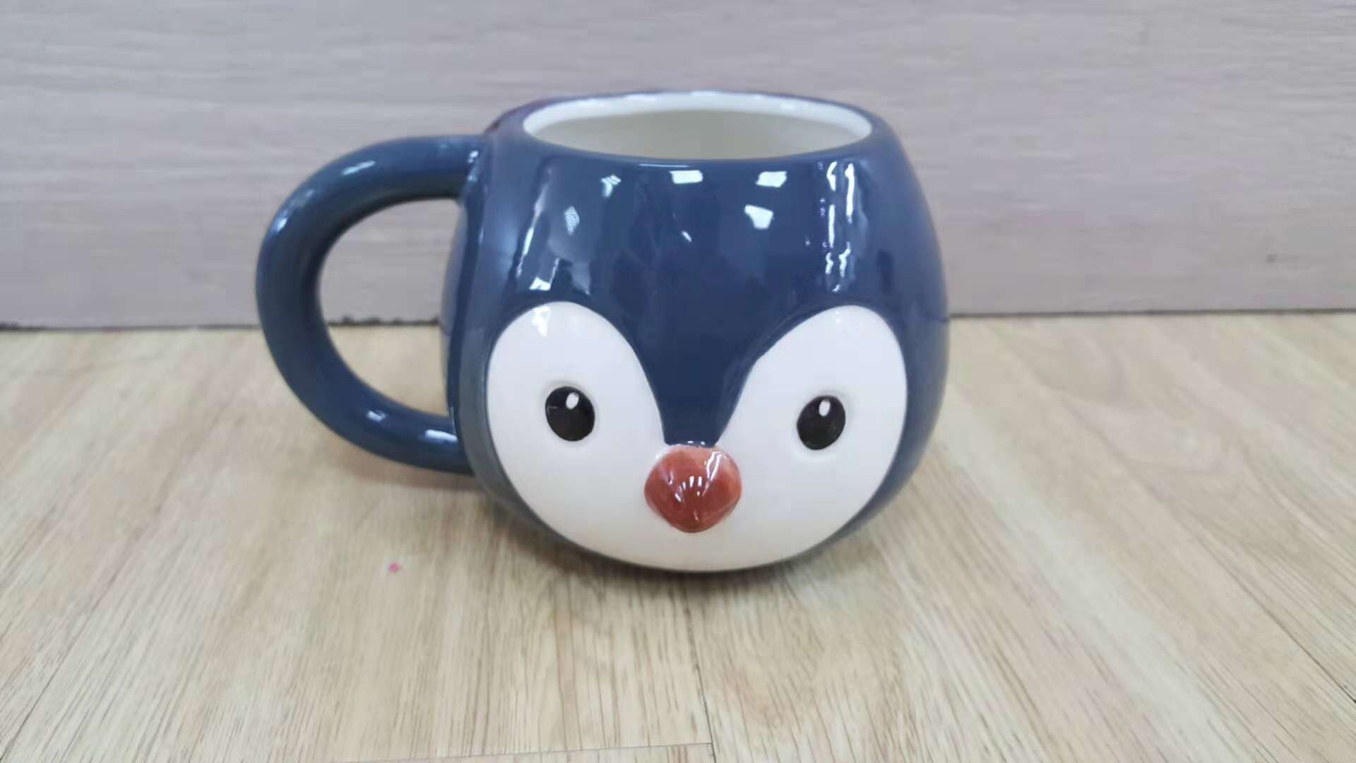 动物陶瓷水杯 彩绘老虎企鹅小熊手绘陶瓷马克杯子