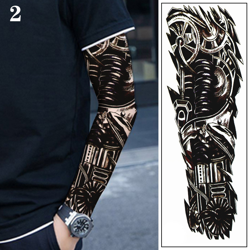 麒麟黑白无常钟馗花臂纹身贴防水持久仿真刺青纹身贴纸