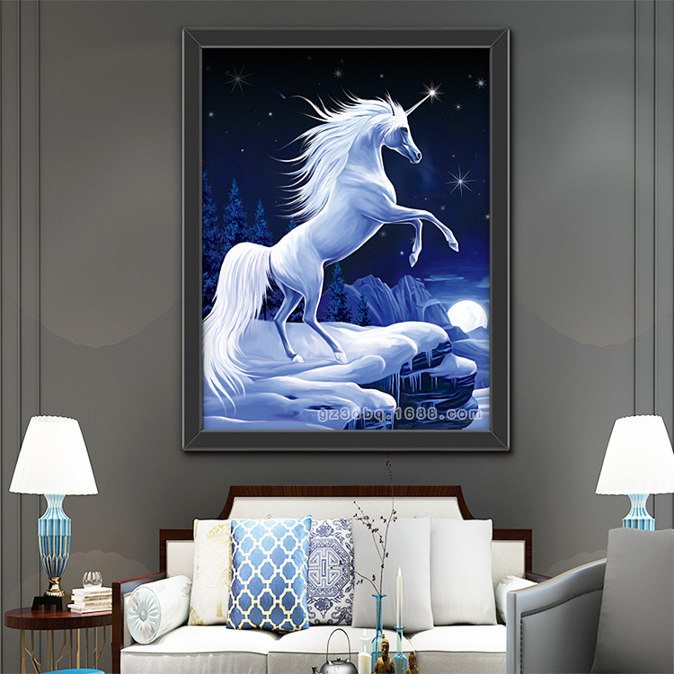装饰画一件代发独角兽变幻效果晶瓷画北欧挂画房间卧室餐厅适用