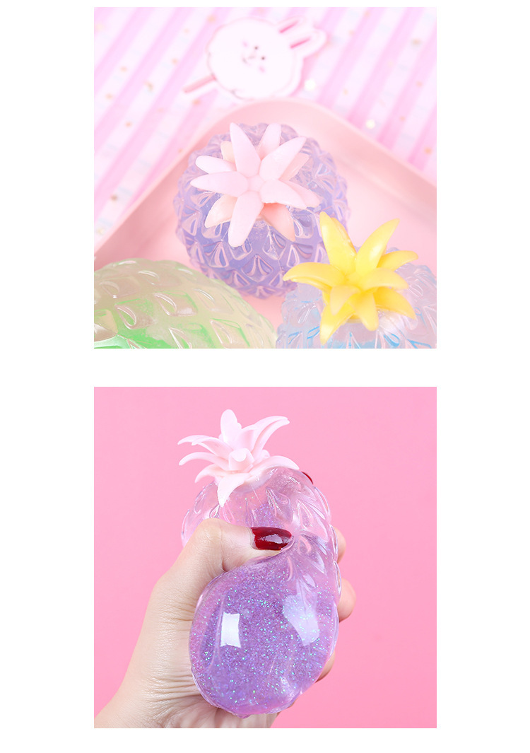 新款创意发泄捏捏乐菠萝球闪粉流沙减压玩具透明捏捏乐整蛊道具