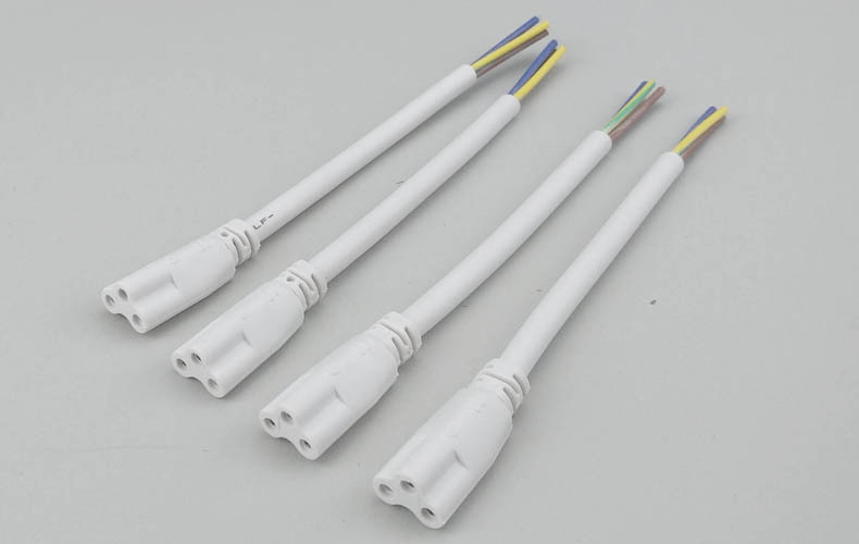 t5日光灯电源线 t8一体灯管插头线 led三芯插头连接器