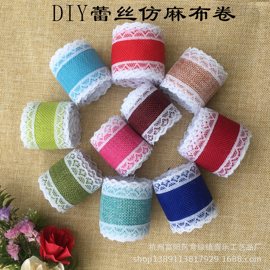 Artificial Linen Lace DIY Handmade Wedding Christmas Crafts Ribbon Lace Artificial Linen Roll