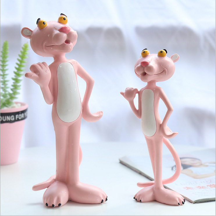 北欧风格创意少女心粉红豹摆件家居卧室客厅房间装饰品个性摆设