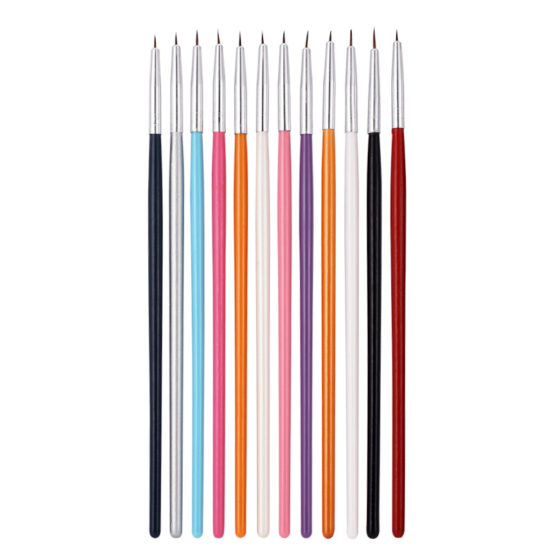 298 12-color fine wooden rod fluoresent marker nail beauty tool pen painting pen fluoresent marker manicure brush tools