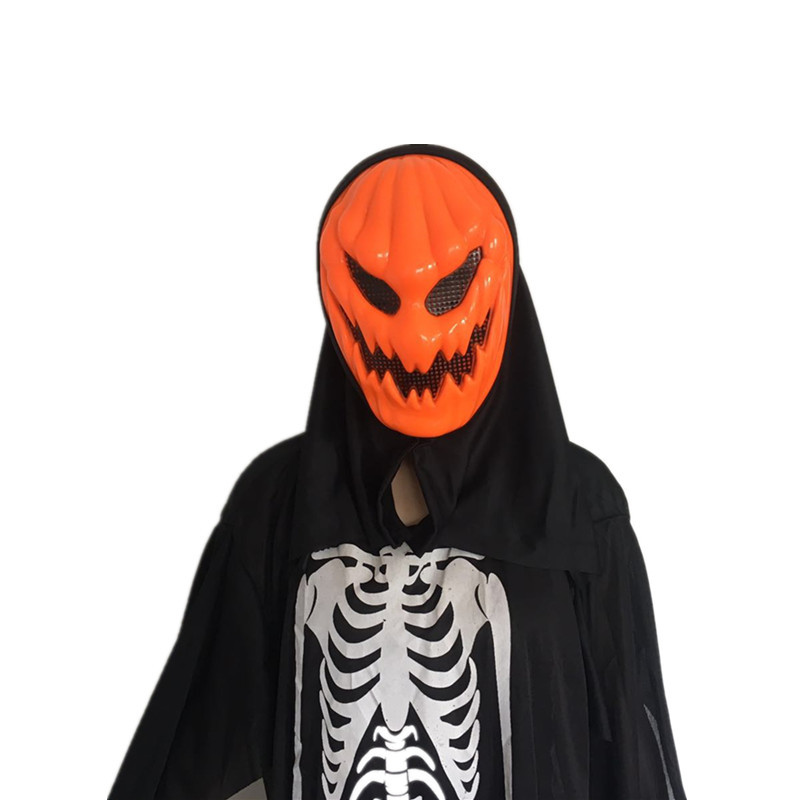 Cross-Border New Small Wholesale Halloween Trick Props Full Face Head Cover Orange Pumpkin Skull Ghost Face Mask