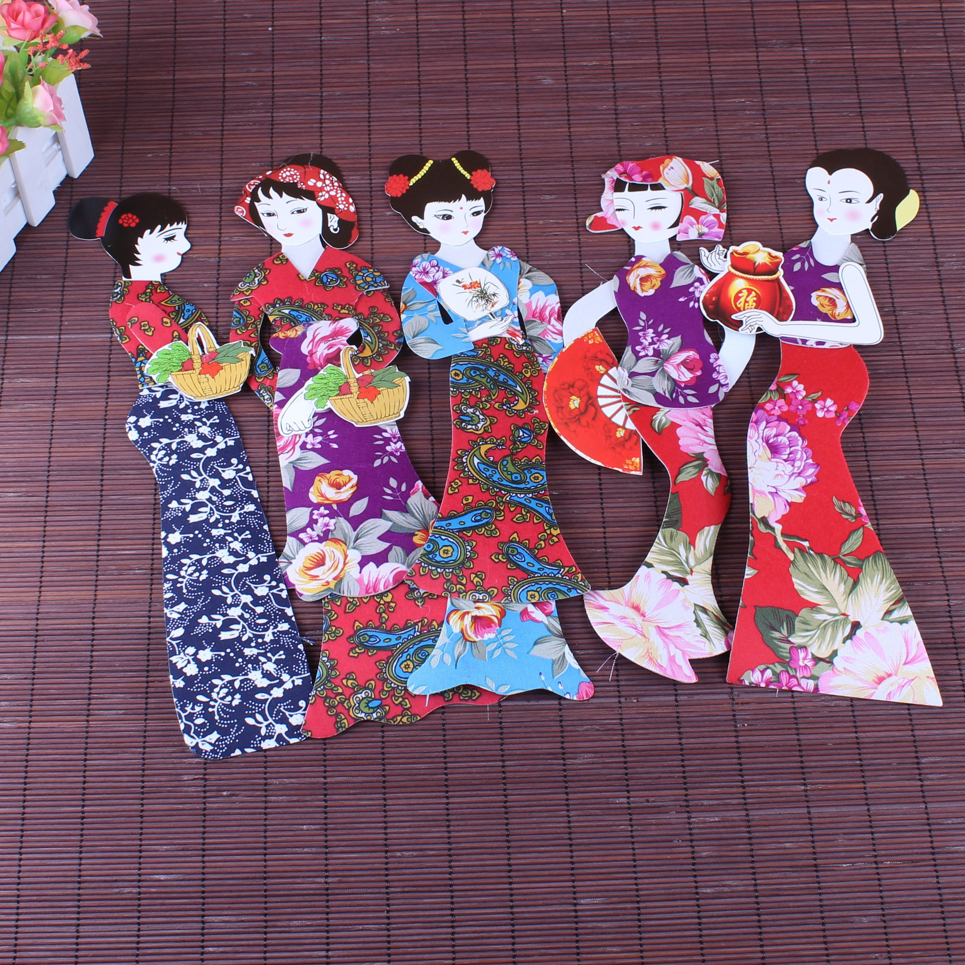 幼儿园手工制作民族人物布贴画diy环创布置中国风装饰画工厂直销