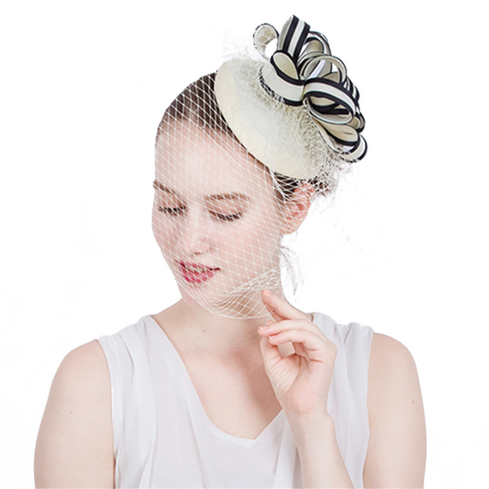 神秘遮面网纱新娘礼帽发饰高端英伦复古表演写真面纱头饰出口货源