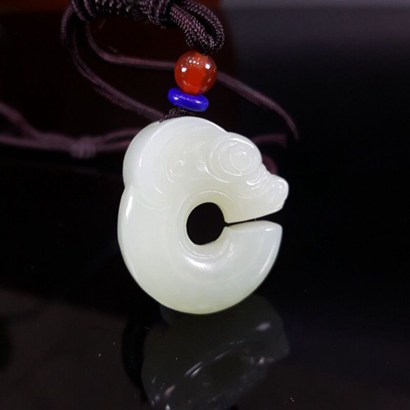 厂家直销天然和田玉白玉招财玉猪龙吊坠挂件挂坠项坠批发零售