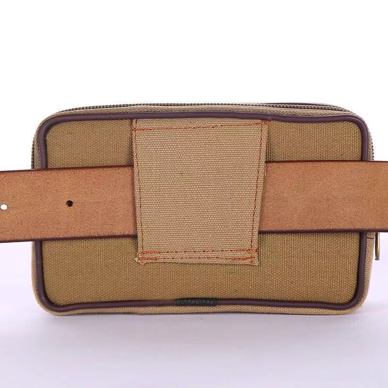 Factory Wholesale Men's Multi-Functional Mobile Phone Waist Bag Wear Belt Canvas Change Key Case Horizontal Leisure Wear-Resistant