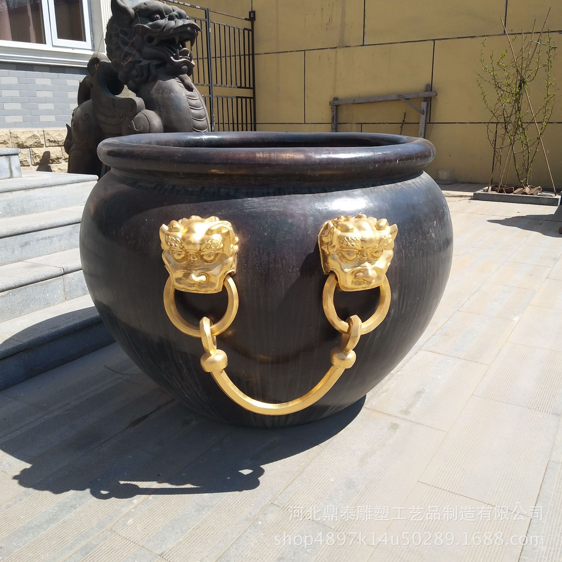 厂家铸造批发定制各种铜大缸双狮子头铜大缸纯铜材质铜缸风水养花
