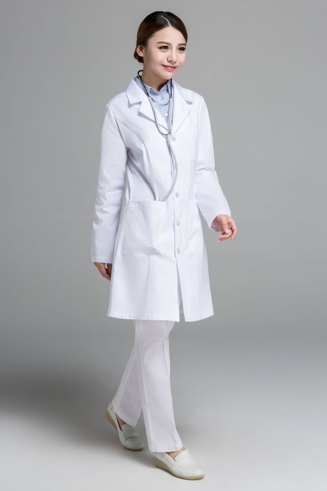 定做劳保医院医生护士服韩版白大褂药店技师美容足疗工作服长袖春