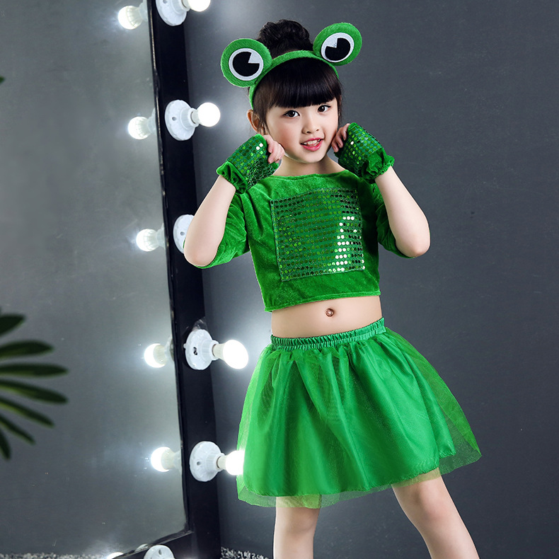 儿童青蛙表演服幼儿小青蛙演出服装女童动物服小蝌蚪找妈妈舞蹈服