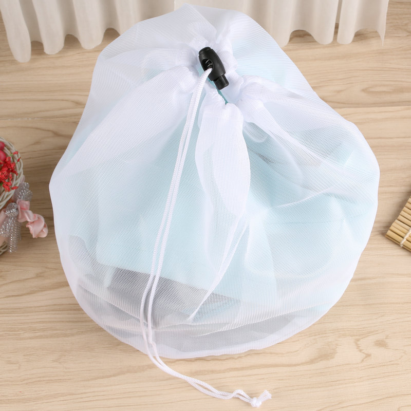 家用洗衣网袋 拉绳束口洗衣袋 涤纶圆形加厚细网 抽绳网眼水果袋