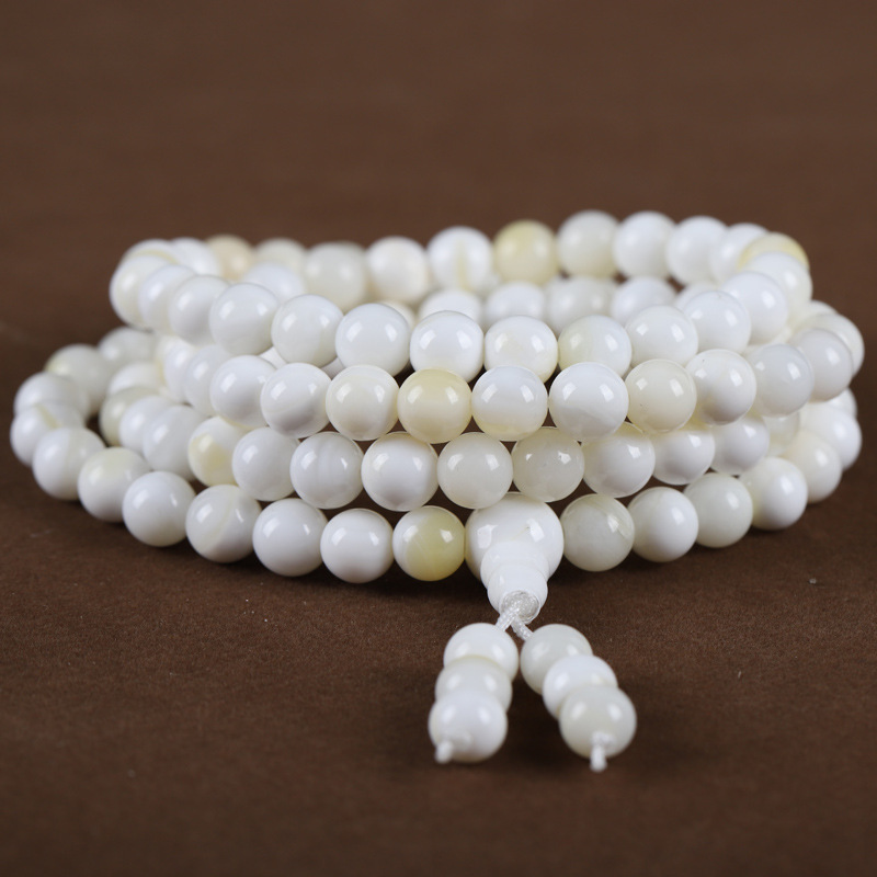 天然金丝贝壳手链玉化无瑕无裂佛珠手串男女情侣时尚饰品礼物