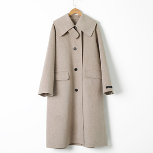 冬季新款淑女装修身长款呢大衣