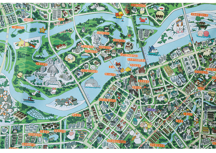 书境文创 哈尔滨创意手绘旅游地图 玩转哈尔滨旅游攻略原创手绘