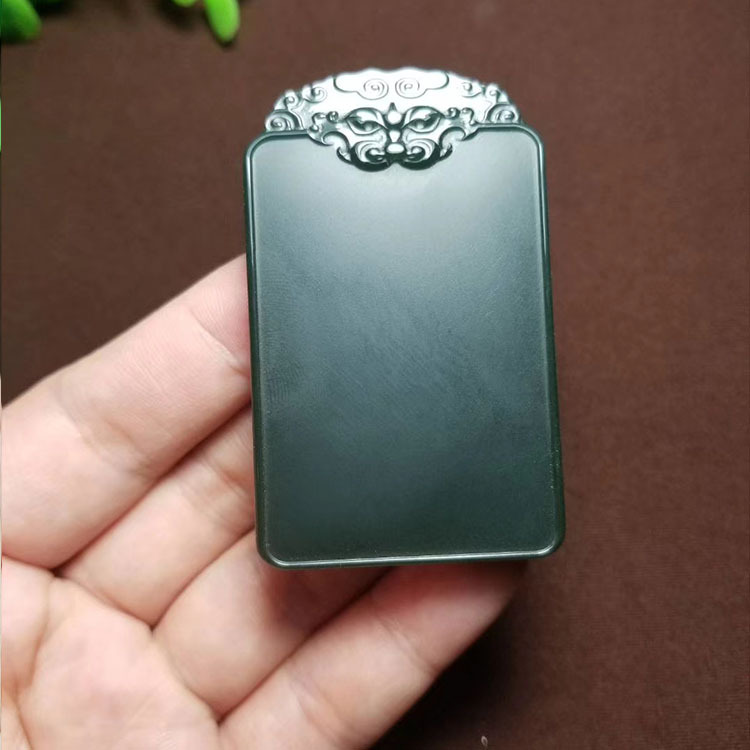 新疆和田青玉塔青平安牌可刻字和田玉平安无事牌子吊坠玉牌