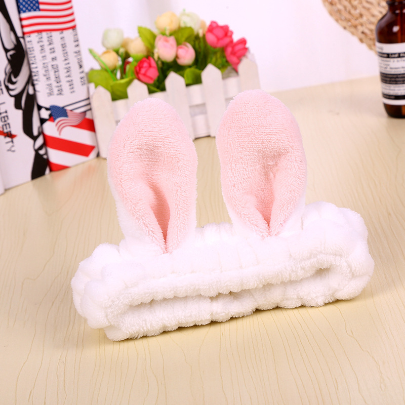 Factory Direct Sales Flannel Rabbit Ears Hair Band Face Wash Makeup Headband Korean Hair Accessories Toiletries Hair Accessories