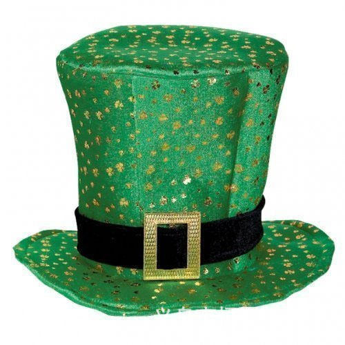 新款节日派对帽 爱尔兰节帽 三叶草带胡子帽子 狂欢高帽 表演礼帽