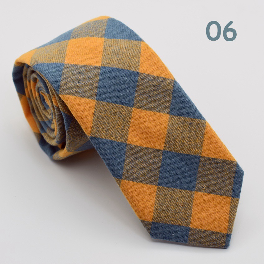 男士格子领带棉休闲时尚超窄6cm领带西装配件厂家直销