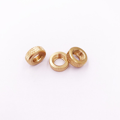 定制注塑直纹铜螺母热熔通孔预埋螺母高品质黄铜螺母滚花铜镶件