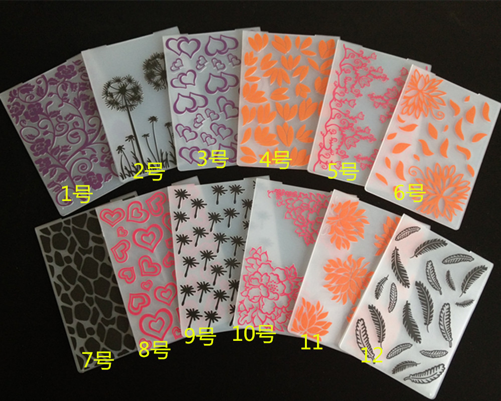 翻糖蛋糕装饰模具 12款爱心石头羽毛凹凸压花模板diy烘焙工具批发