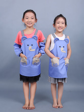 围裙儿童定制韩式绘画儿童围裙无袖卡通蓝小象可爱画画衣印字LOGO