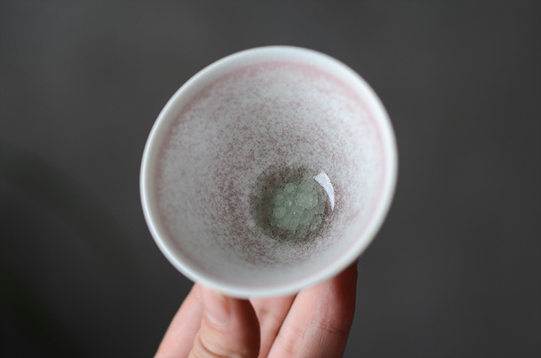 景德镇品茗杯陶瓷若琛杯桃红汝窑开片茶盏单杯景德镇功夫茶杯茶具