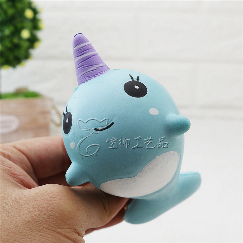 跨境热卖 爆款squishy独角鲸鱼 小海豚 小鲸鱼独角兽pu慢回弹玩具