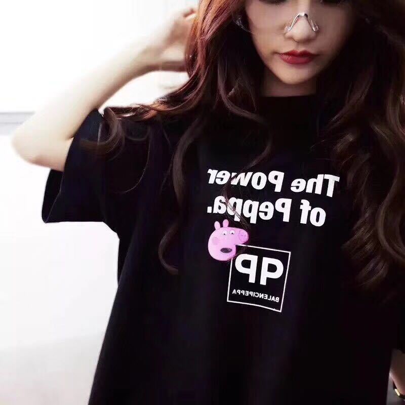 balencipeppa 恶搞小猪佩奇世家社会人t恤下衣失踪ins超火的短袖