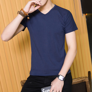 鸡心领净面版t恤t血全黑全白素色纯色男夏季半截袖短衫短袖