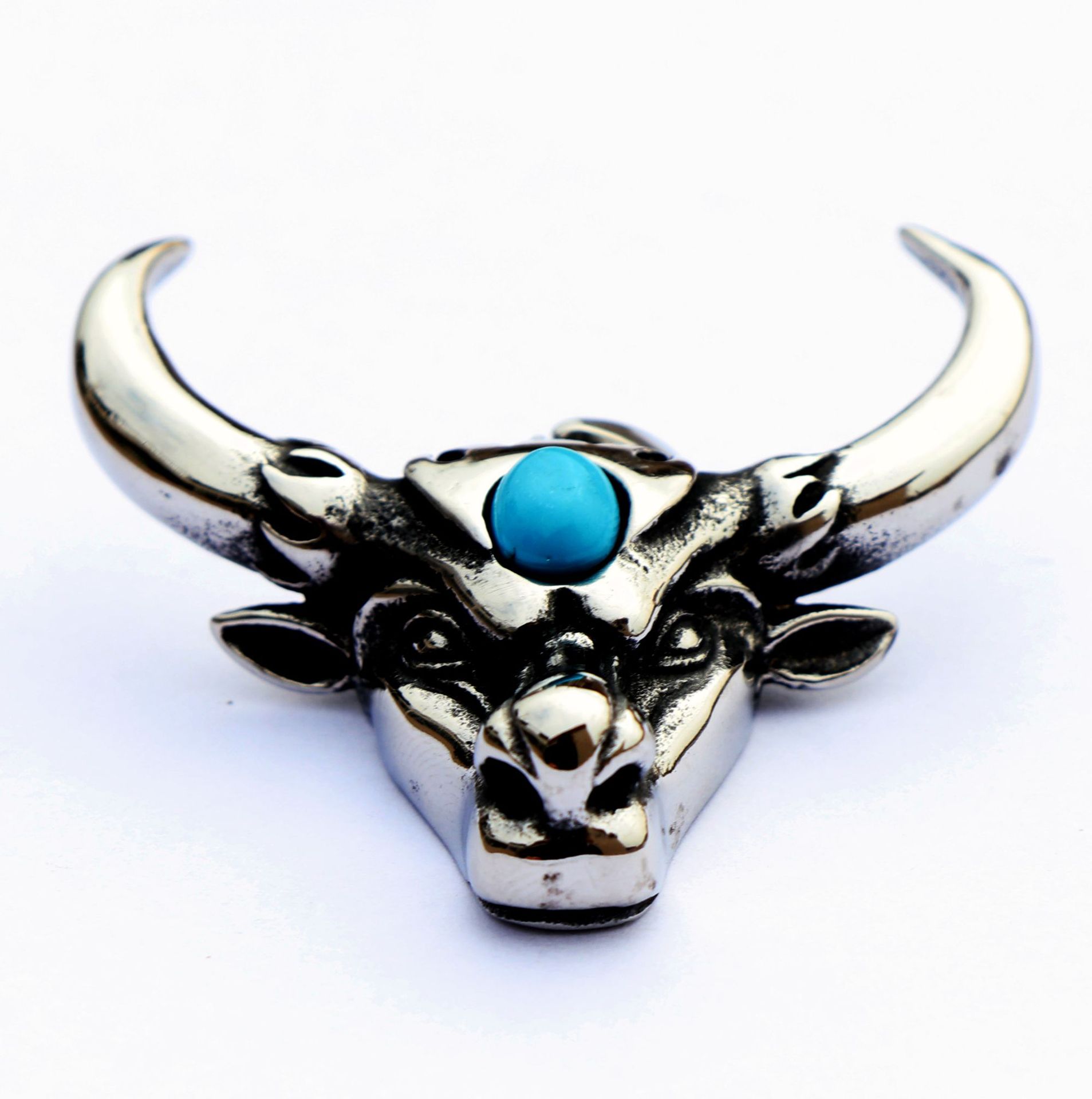 不锈钢项链 欧美复古松石牛头 - 阿里巴巴