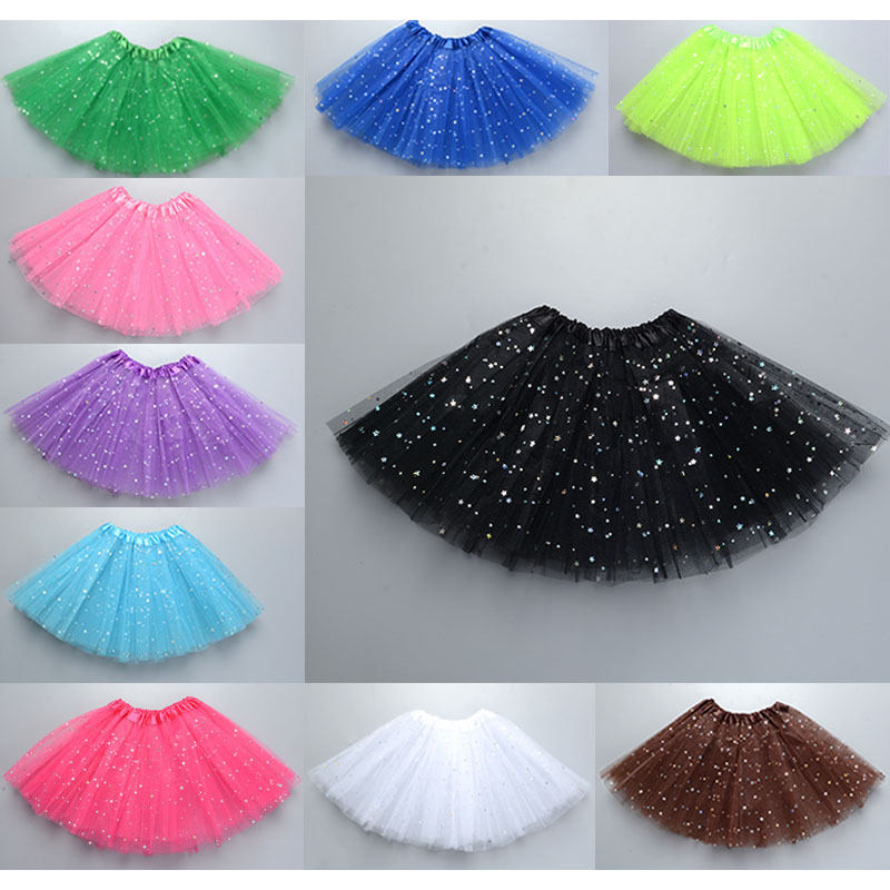 Children's Pettiskirt Tutu Skirt Princess Sequined Three-Layer 6-Piece Mesh Skirt Tutu Gauze Skirt Tutu Children