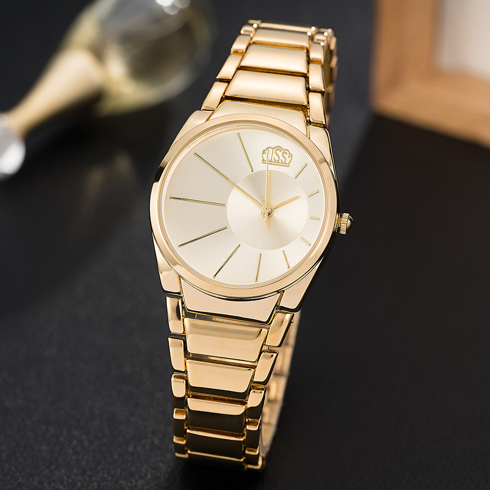 cussi品牌钢带女士腕表igp金保色创意盘面防水时尚装饰石英表批发